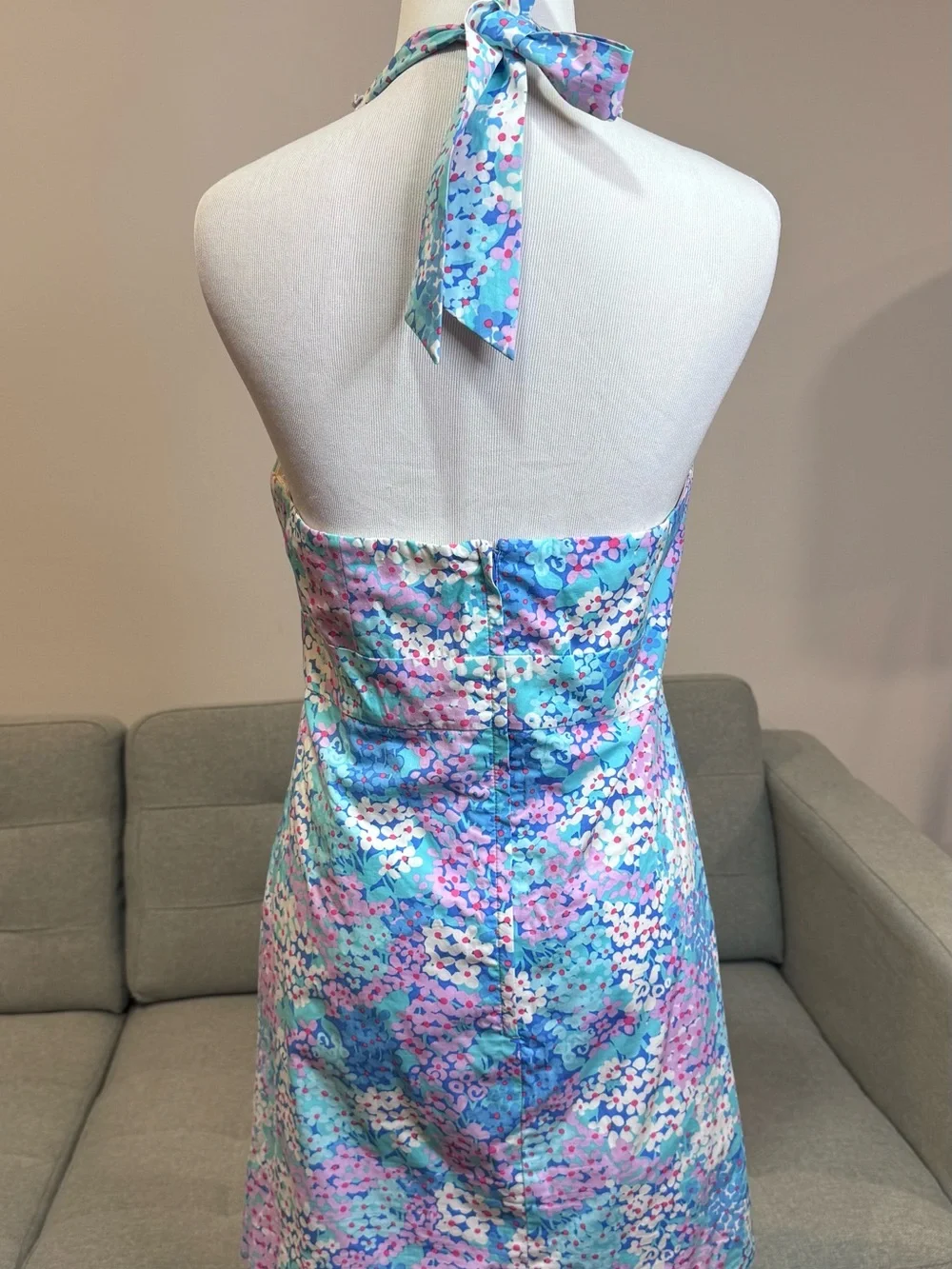 Ladies Lilly Pulitzer Strapless Floral Halter Dress - Picture 4 of 5
